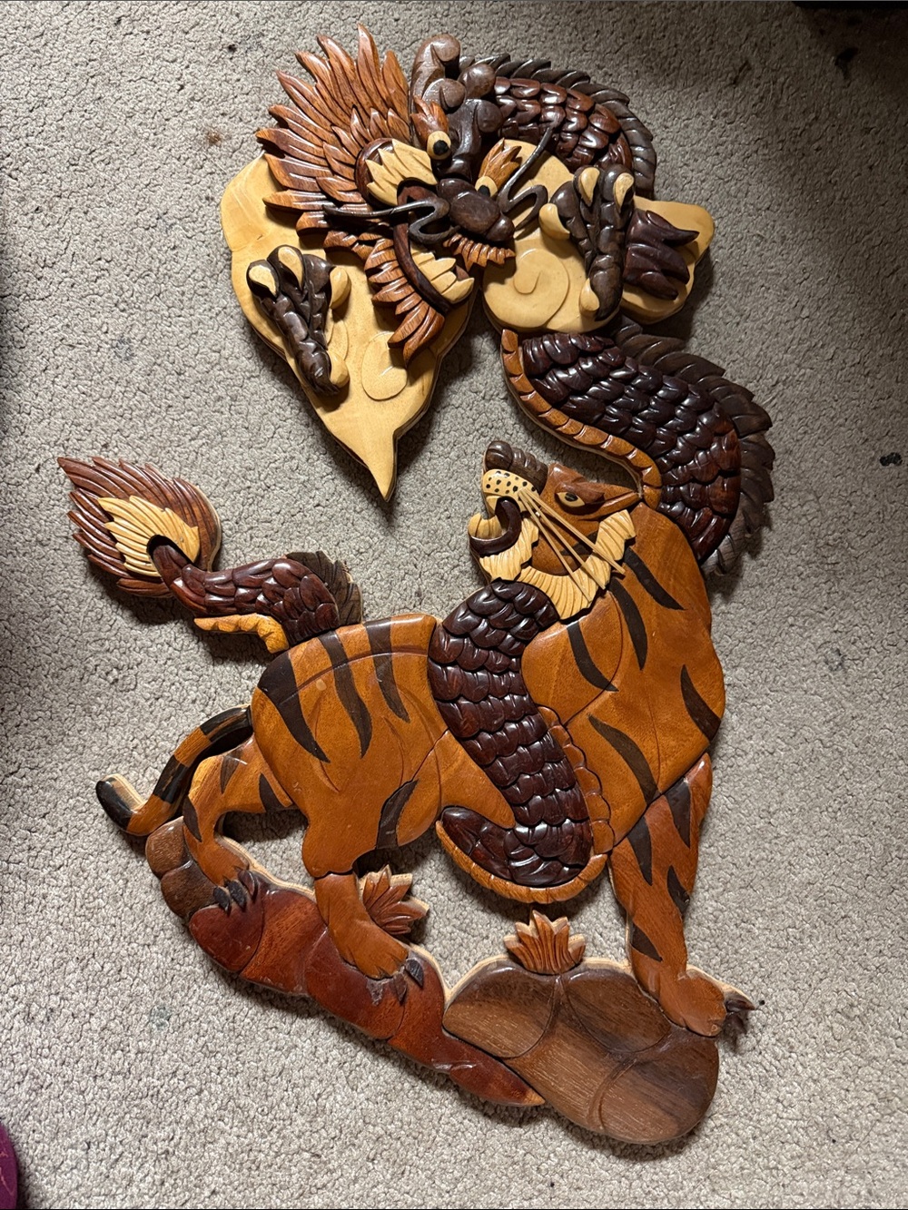 Beautifully hand crafted 3 dimensional Intarsia Wood Art Handcrafted
